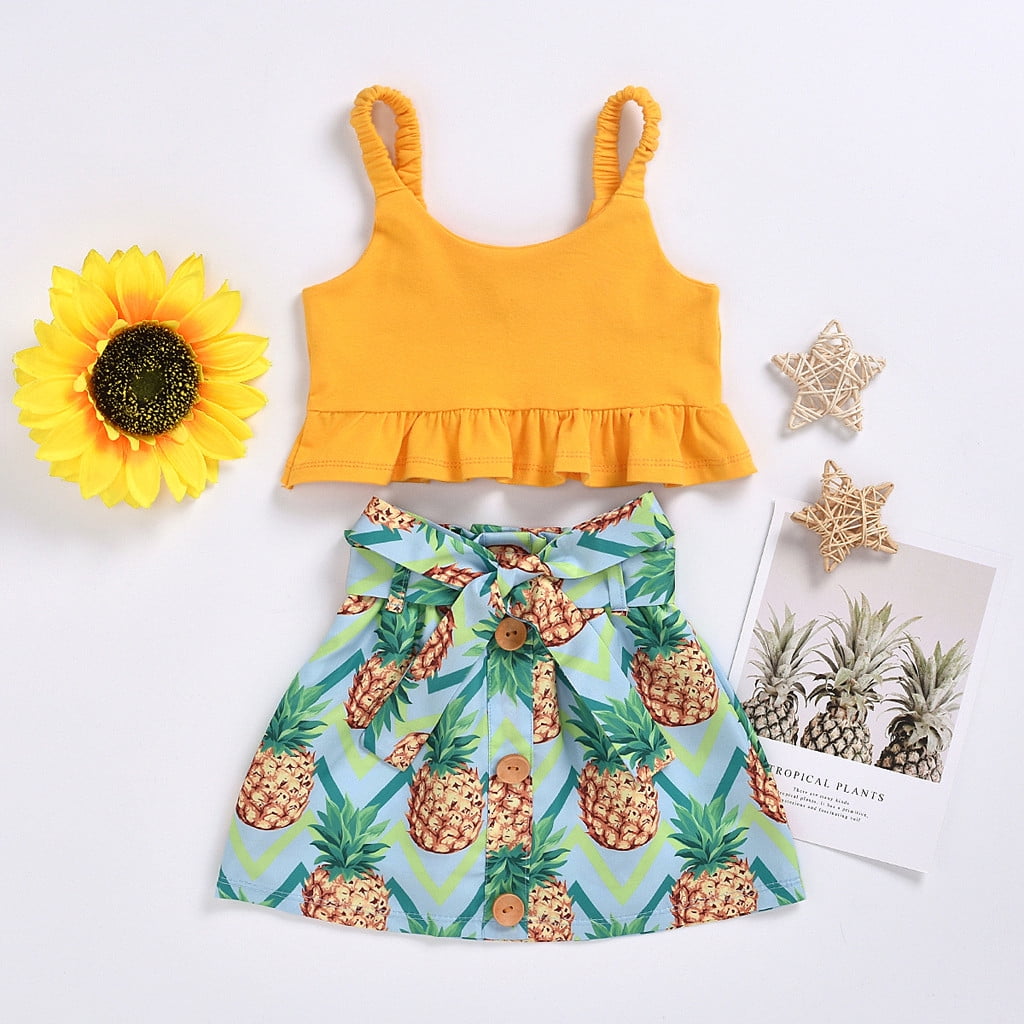 Lovely Day Baby Girl Summer Set – Yellow Cotton Top, Pants & Cap 3-Piece Outfit