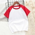 thumbnail image 1 of Daqian Toddler Kids Boys Girl Comfortable Solid Color Short Sleeve Cotton T-shirt Top Girls Tops Girls T-Shirts Red 6-7 Years, 1 of 3