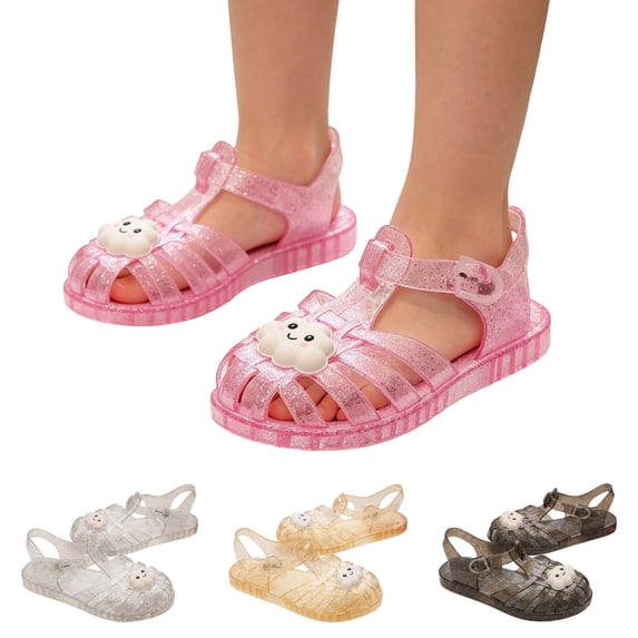 Daqian Toddler Shoes Baby Girls Cute Jelly Colors Hollow Out Nonslip Soft Sole Beach Roman Sandals Toddler Girl Sandals