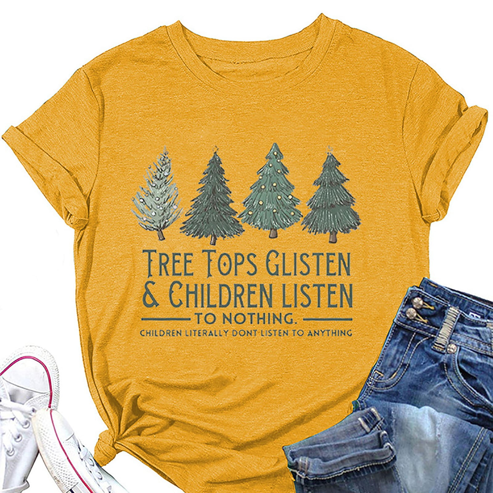 Daqian Womens Graphic Tees Clearance Women's Christmas Fashion Short