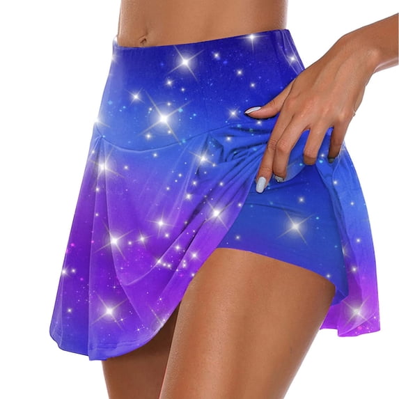 Daqian Womens Plus Size Pants Women's Summer Pleated Tennis Skirts Athletic Stretchy Short Yoga Fake Two Piece Trouser Skirt Shorts Womens Pants Blue 12(XXL)