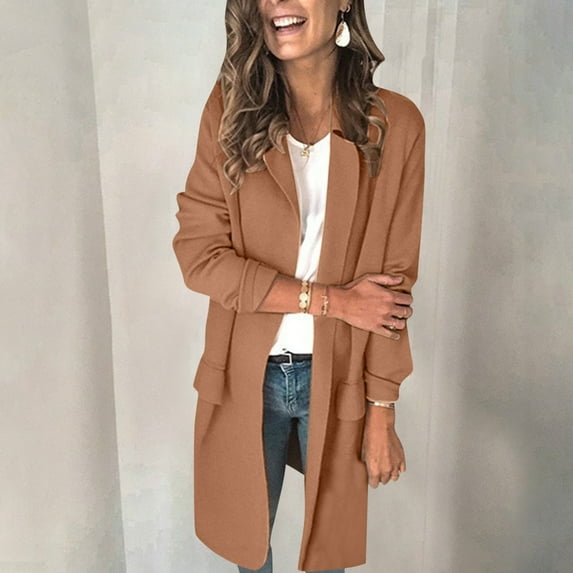Daqian Womens Warm Jackets Women Winter New Color Long Sleeve False Pocket Leisure Suit Coat Jackets for Women Plus Size Khaki 14(XXXL)