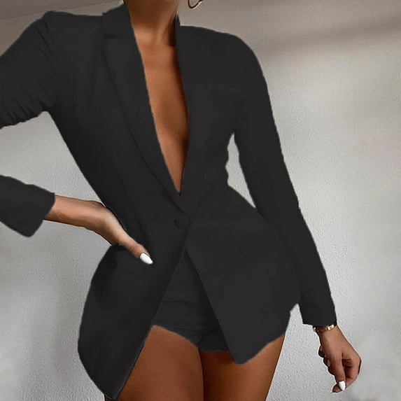 Daqian Womens Work Jacket Business Blazers for Women's Casual Outstanding Collar Slim Long Sleeve office Suit Jacket Womens Coats and Jackets Black 10(XL)