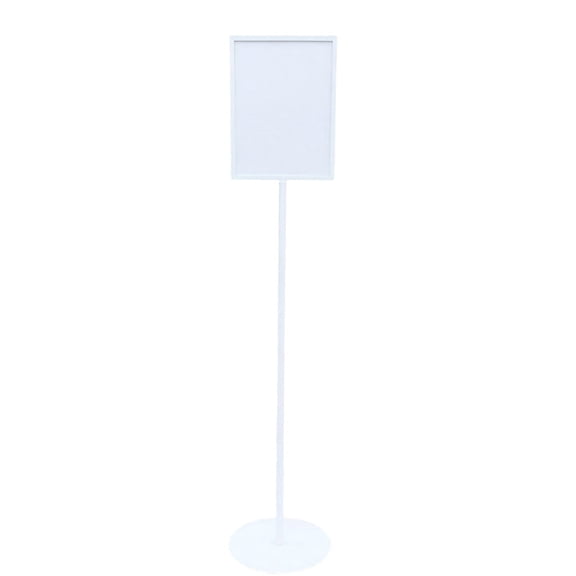 Daquha 47.2" Floor Sign Holder Stand, Heavy-Duty Metal Pedestal Sign with Acrylic Cover, Top-Loading Menu Board, Fits A4 Poster, White