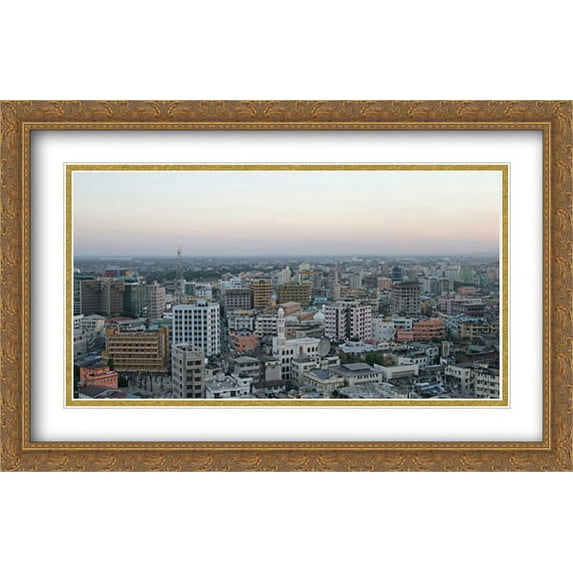 Dar es Salaam Cityscape 2x Matted 40x26 Large Gold Ornate Framed Art Print by The Cityscape Art Print Series
