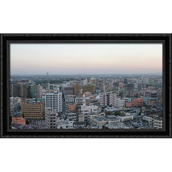 Dar es Salaam Cityscape 40x24 Large Black Ornate Wood Framed Canvas Art