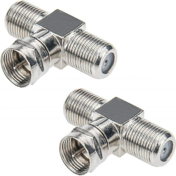 Daradara F Type RG6 Male To 2 F Female 3 Way Cable Connector, 2 Pack