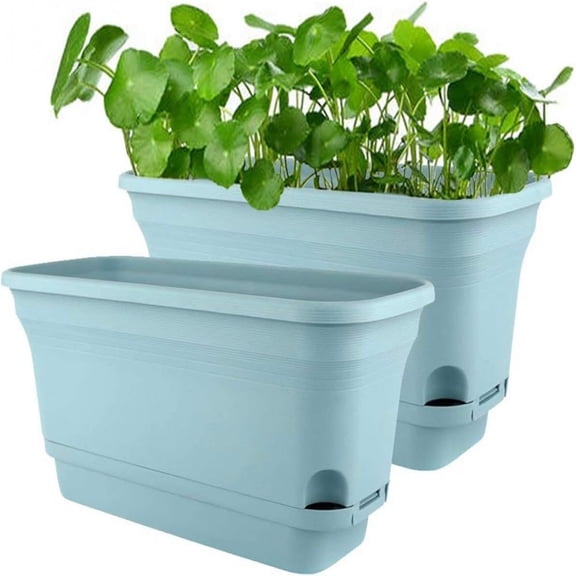 Daradara Self Watering Window Box Planter, Blue, 40cm, 2 Count