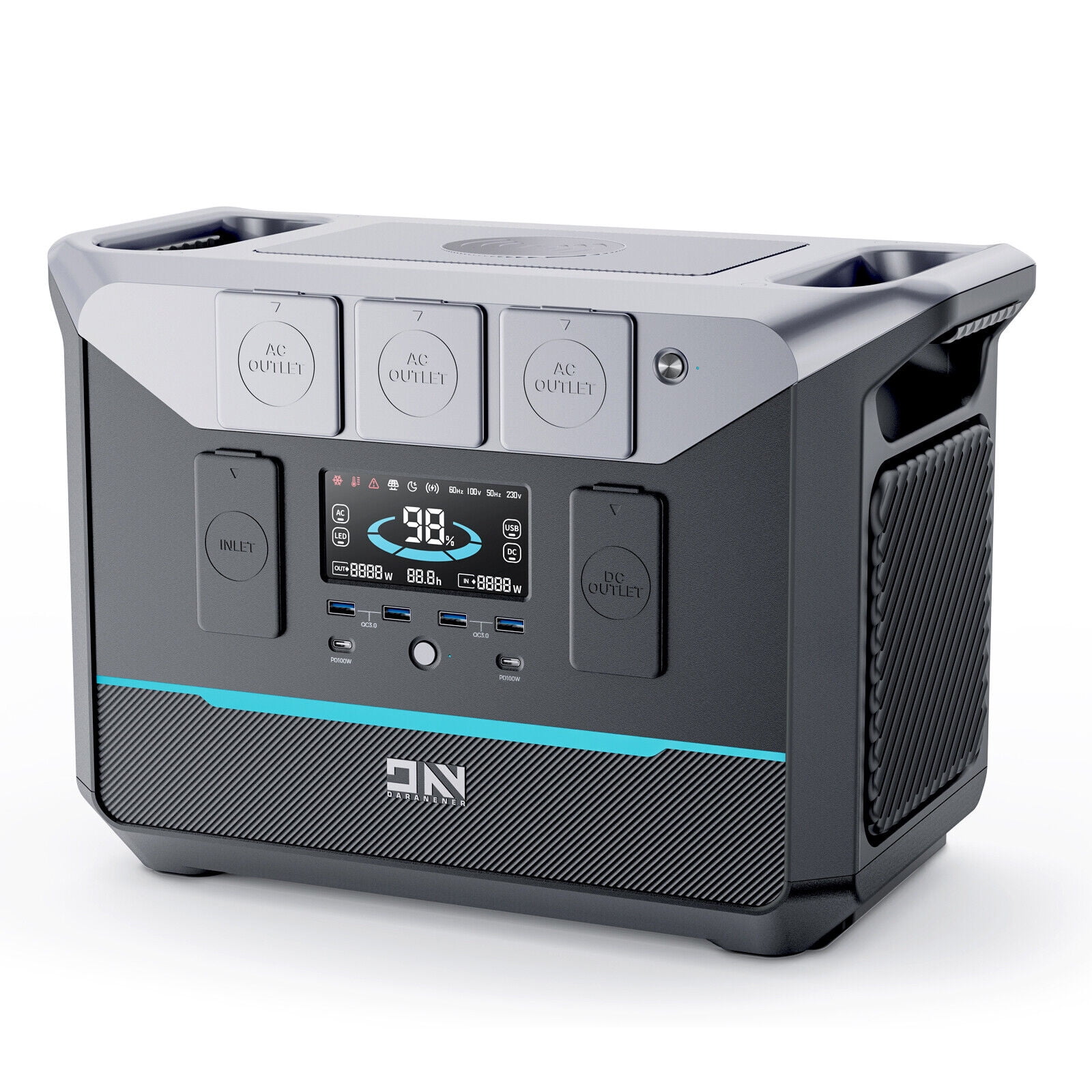 DaranEner Backup Portable Power Station 2000W, 2073.6Wh LiFePO4 Battery Generator, Fast Charging Solar Generator, Portable Power Source For Camping, Blackout, Off-grid and Exploration