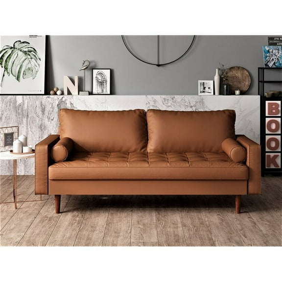 Darby 69.7'' Faux Leather Square Arm Sofa