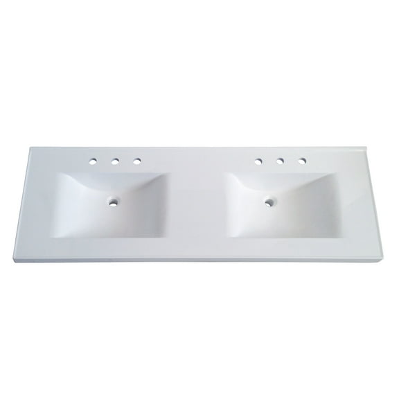 Sagehill Designs Cultured Marble Vanity Top Double Bowl, 8" Widespread Faucet Drilling, 61"W x 22"D