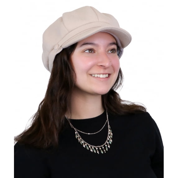 Darby Newsboy Hat for Women Chemo Headwear (Beige)
