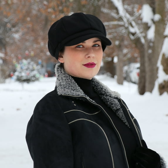Darby Newsboy Hat for Women Chemo Headwear (Black)