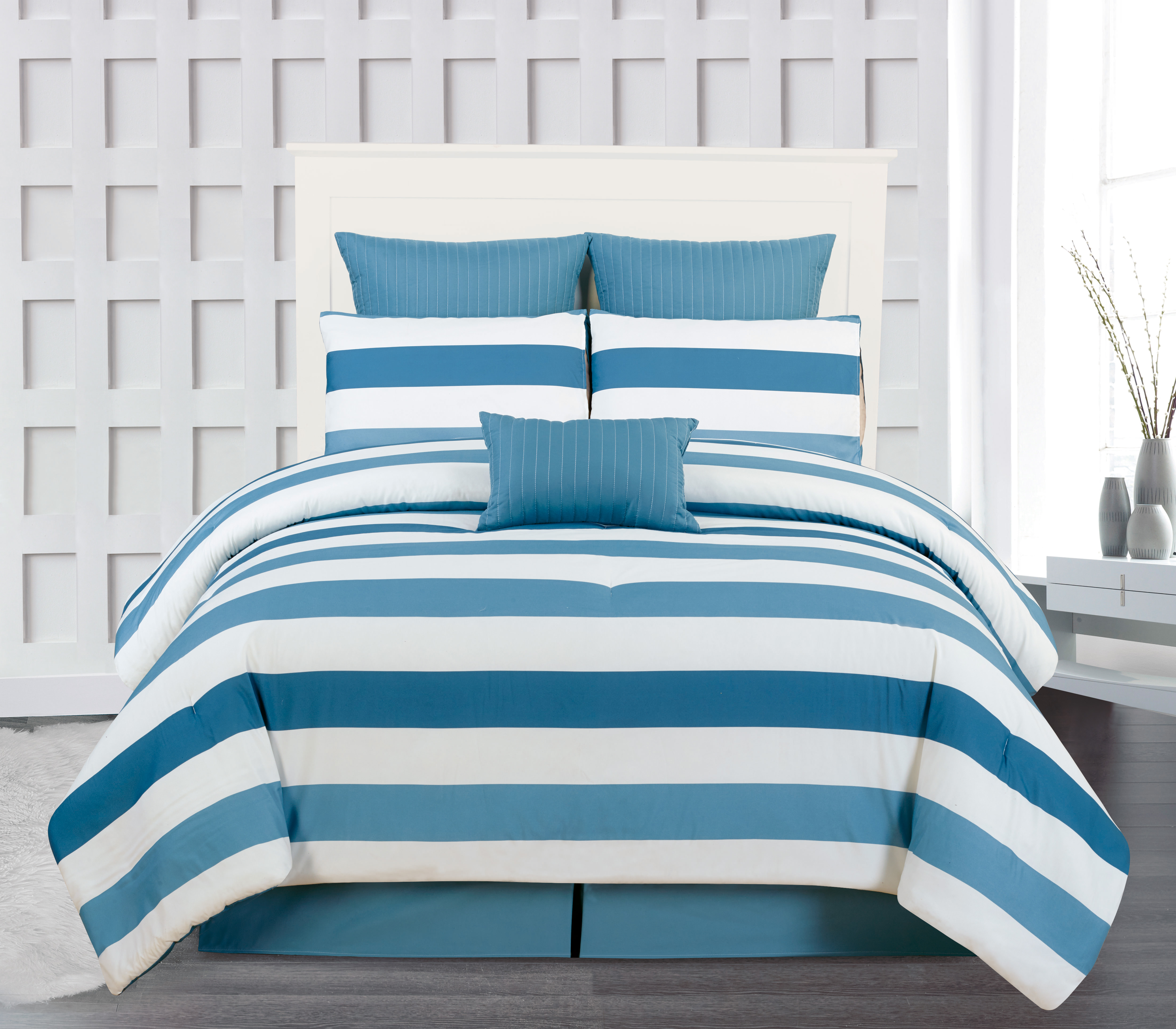 Darby Striped 7 Piece Comforter Set