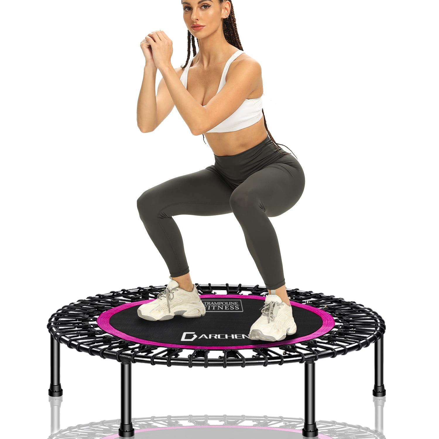 Darchen 450 lbs Mini Trampoline for Adults, Indoor Small Rebounder Exercise  Trampoline for Workout Fitness for Quiet and Safely Cushioned Bounce, [40  Inch] 