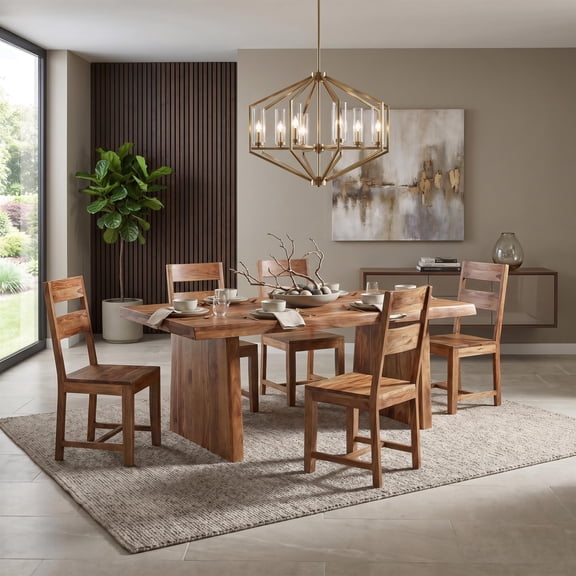 Darcy 7-piece Live Edge Solid Wood Dining Set in Brown