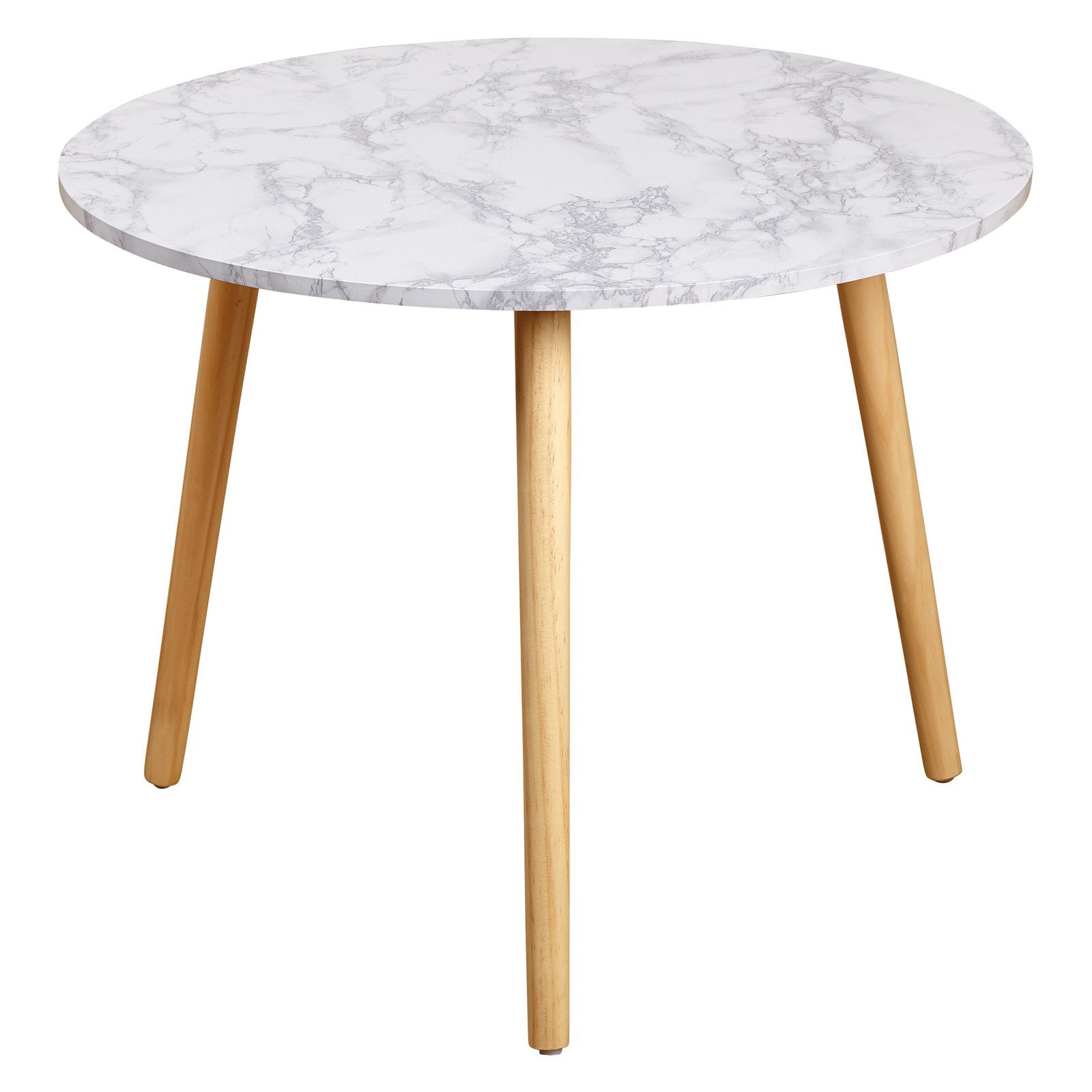angelo isHome Darcy Modern Round Coffee Table, Natural/White Faux Marble