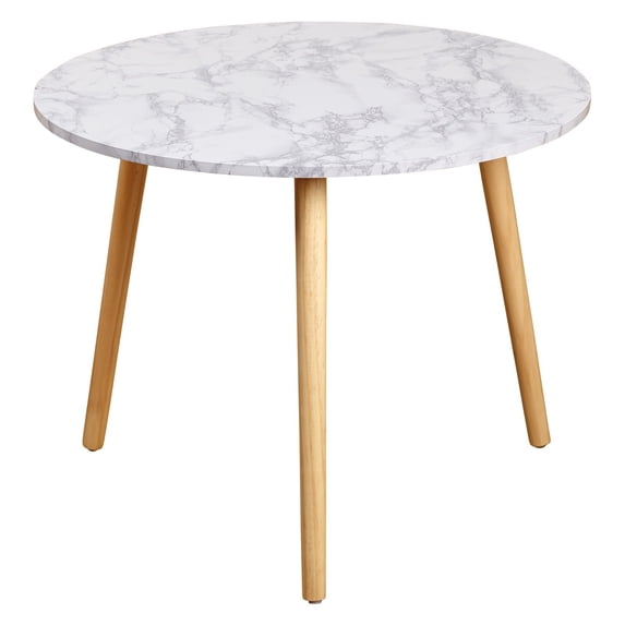 angelo isHome Darcy Modern Round Coffee Table, Natural/White Faux Marble