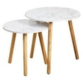 thumbnail image 1 of angelo isHome Darcy Modern Round Nesting End Tables, Set of 2, Natural/White Faux Marble, 1 of 6