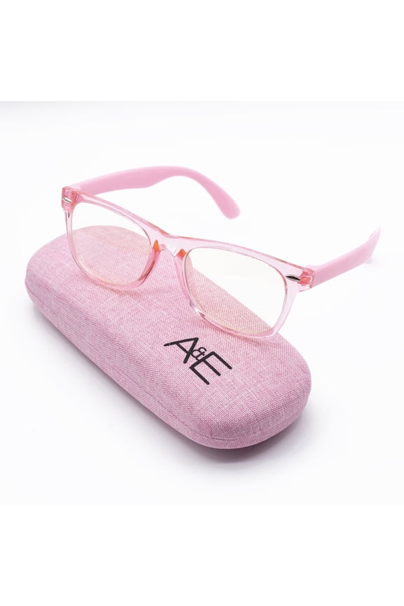 Ava & Ethan Blue Light Glasses for Kids, Blue Light Blocking for Computer/Gaming Transparent Pink (Ages 3-12)