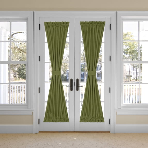 Darcy Rod Pocket Light Filtering Door Panel with Tieback - 25" x 72" - Green