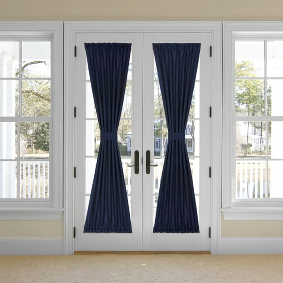 Darcy Rod Pocket Light Filtering Door Panel with Tieback - 25" x 72" - Navy