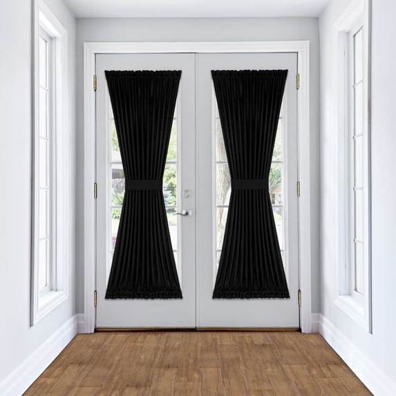 Darcy Rod Pocket Light Filtering Door Panel with Tieback - 54" x 72" - Black
