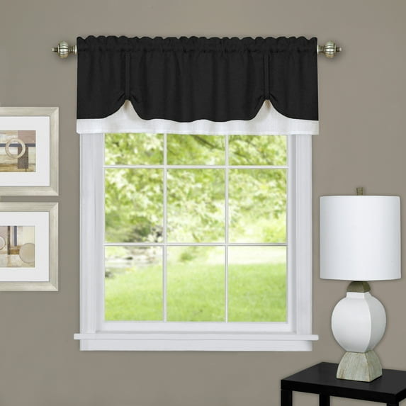Darcy Window Light Filtering Curtain Valance - 58" x 14"- Black/White