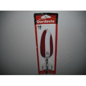 Dardevle Dardevlet Spoon, 3 5/8in, 1oz, Chartreuse/Red Dots Nickel Back