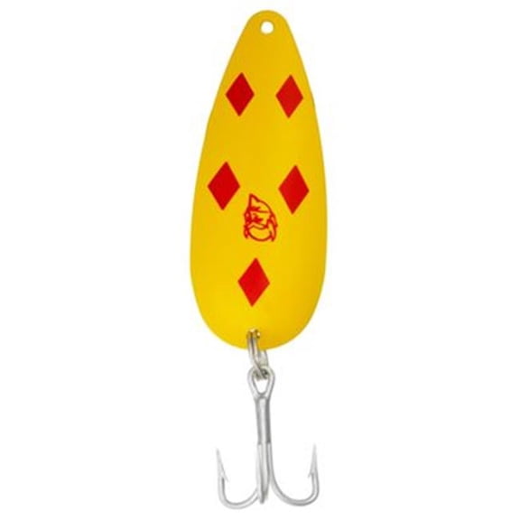 Dardevle Troll Devle Hd Spoon 4 1/2in, 1 1/2oz, Yellow/Red Diamonds, Brass Back