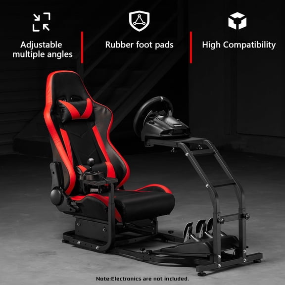 Dardoo G29 Racing Simulator Cockpit, Adjustable Stand with Red Seat Fits Logitech & Thrustmaster Steering Wheels
