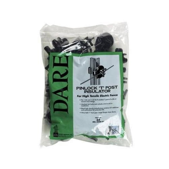 Zareba Electric Fence Black Wrap-Around T-Post Pinlock Insulator - 25 Pack PL25TP