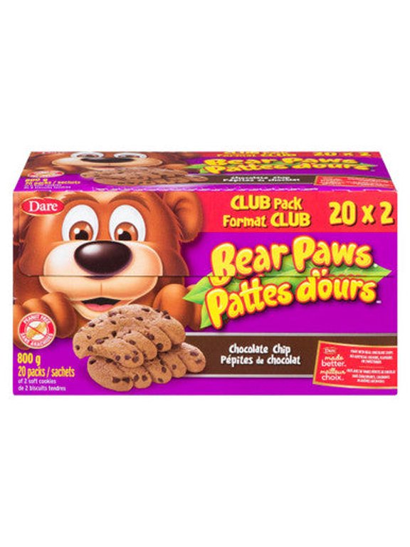 Bear Paws Chocolate Chip Soft Cookies 800g/28.2 oz., Club Pack - Peanut Free