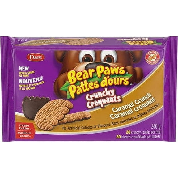 Dare Bear Paws Crunchy Caramel Crunch Cookies, 240g/8.4 oz, 1 Box
