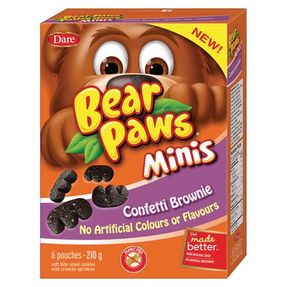 Dare Bear Paws Minis Confetti Brownie Cookies, 210g/7.4 oz, Box, {Imported from Canada}