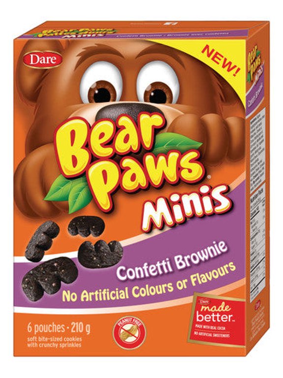 Bear Paws Minis Confetti Brownie Cookies, 210g/7.4 oz, Box, {Imported from Canada}