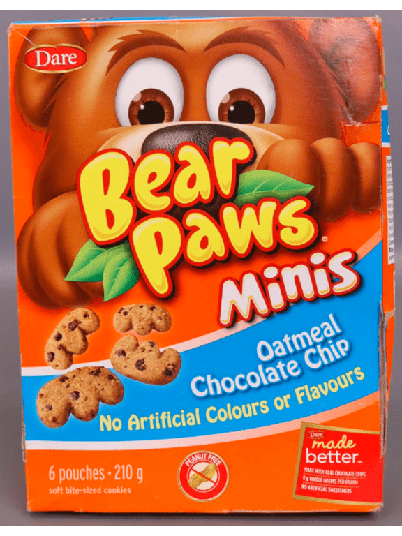 Bear Paws Minis, Oatmeal Chocolate Chip Cookies, 210g/7.4 oz.