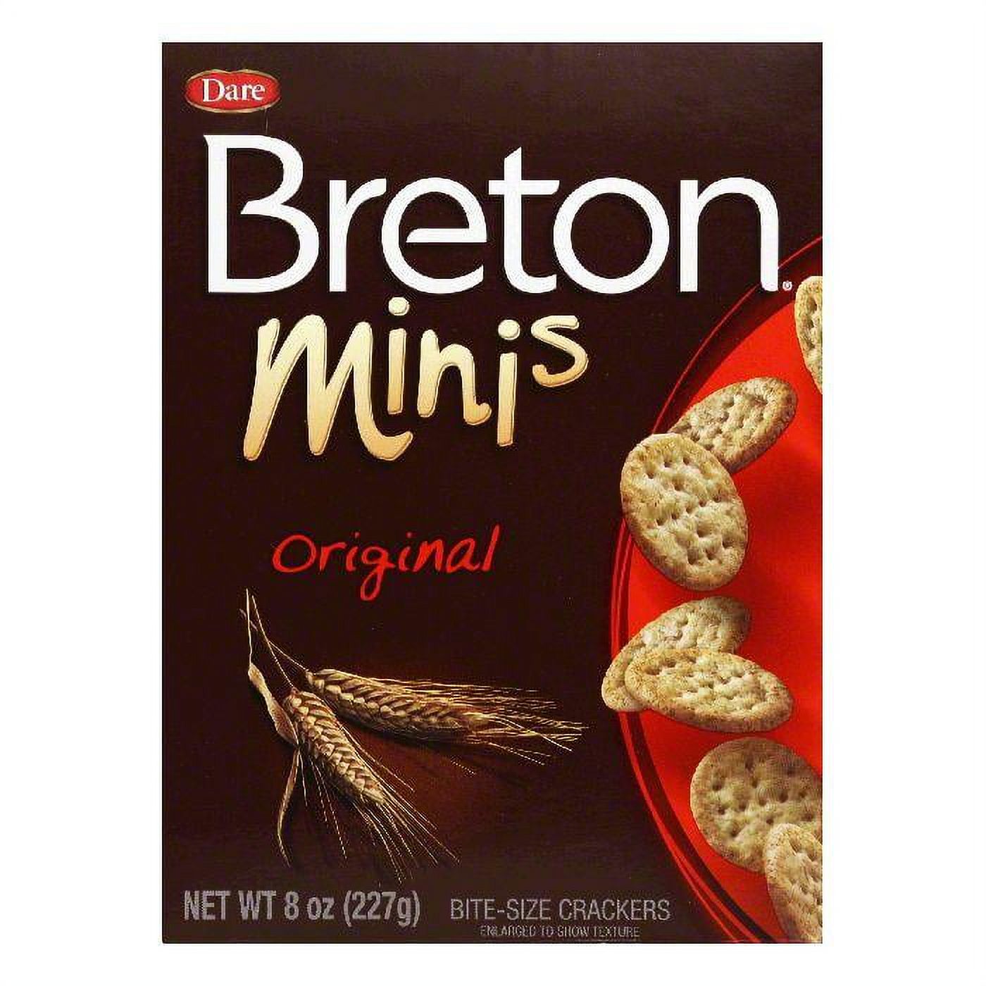 Dare Breton Crackers Minis Original Wheat, 8 OZ (Pack of 12)