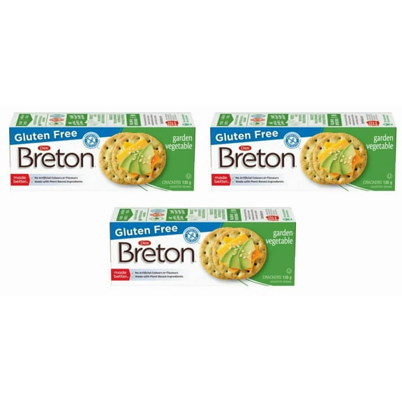 Dare Breton Gluten Free Garden Vegetable Crackers, 135g (3 Pack)