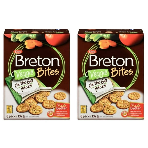 Dare Breton Veggie Bites Pouches 6ct, 132g (2 Pack)