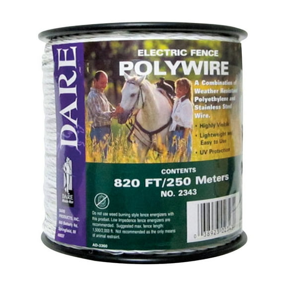 Dare Products Fence Poly Wire 820 ft White