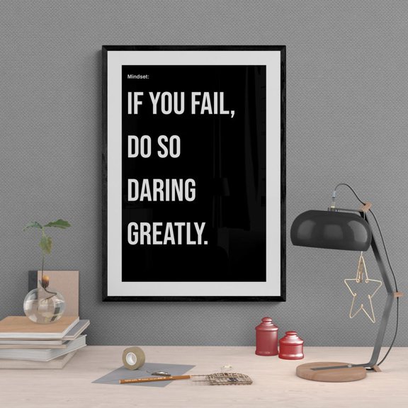 Dare Greatly Motivational Print Success Mindset Wall Art