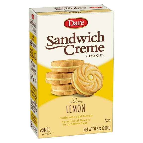 Dare Lemon Crme Cookies Made Fresh with Real Lemon Filling and No Artificial Flavors, Peanut Free 10.2 Ounces (Pack of 12)
