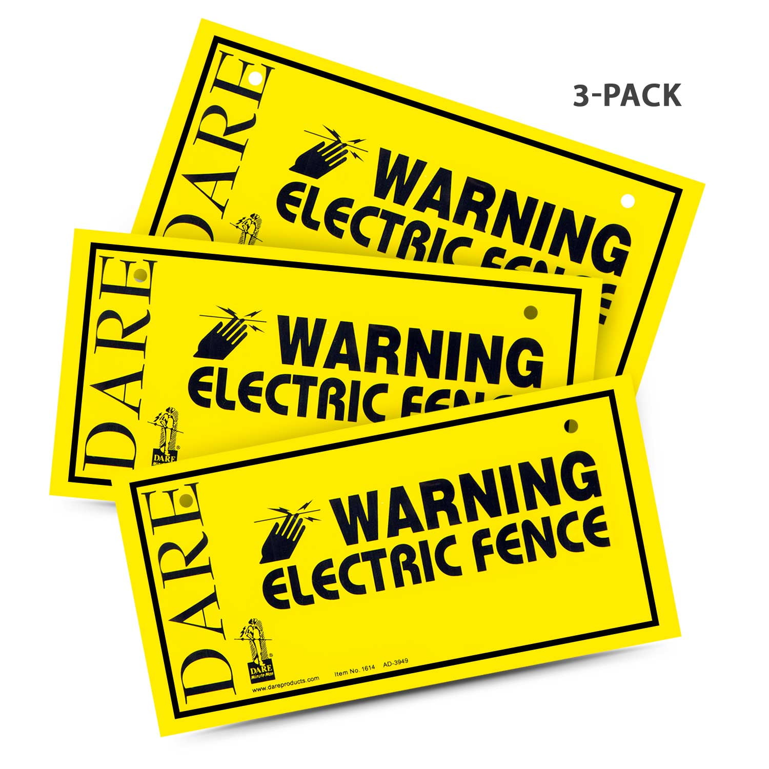 Dare Electric Fence Warning Sign Yellow Dare Electric Fence Warning Sign Yellow