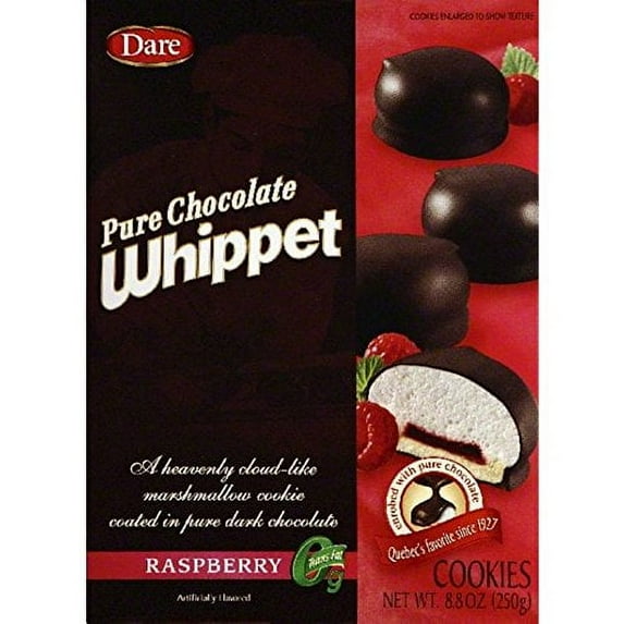 Dare Pure Chocolate Whippet, Raspberry, 8.8-ounces (Pack of 12)
