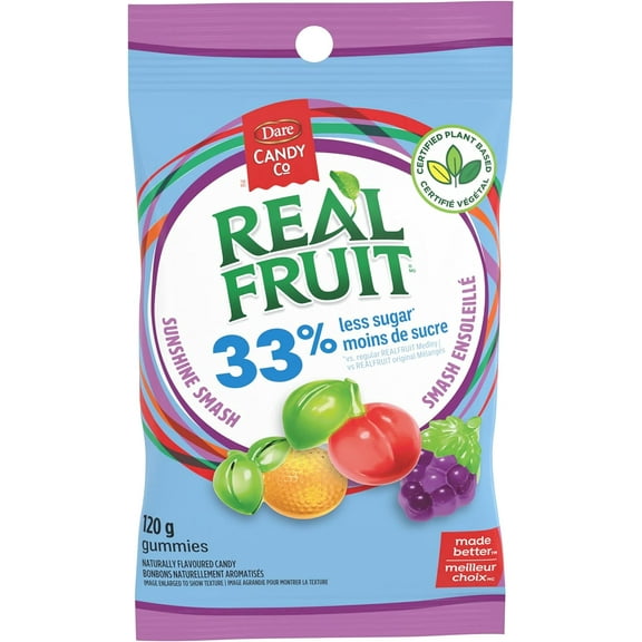 Dare Real Fruit Gummies, Sunshine Smash, 33% Less Sugar, 120g/4.2 oz. Bag