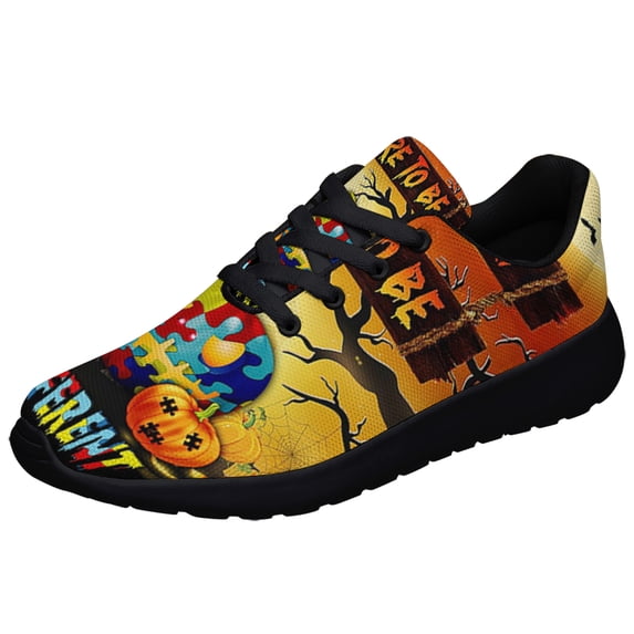 Dare To Be Different Autism Awareness Halloween Shoes Sneakers for Women Men Black Size 7.5