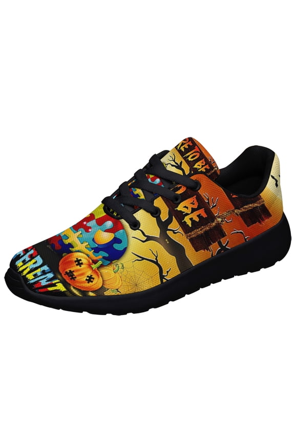 Dare To Be Different Autism Awareness Halloween Shoes Sneakers for Women Men Black Size 7