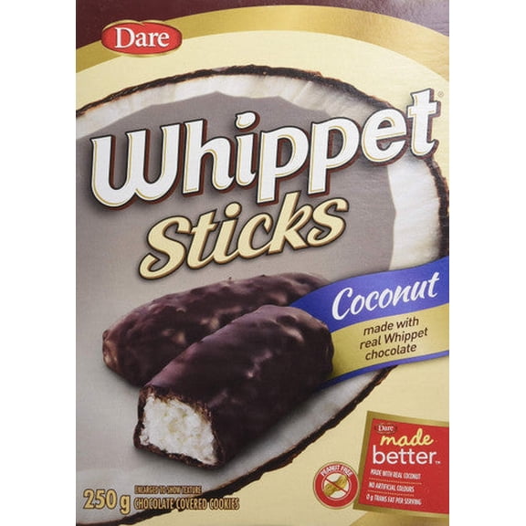 Dare, Whippet Sticks, Chocolate covered Coconut Sticks, 250g/8.8oz., 2ct, {Imported from Canada}