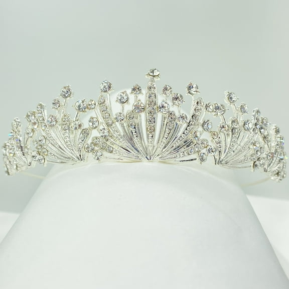 Dare and Dazzle Silver Baroque Tiara Bridal Prom Quinceanera Headpiece